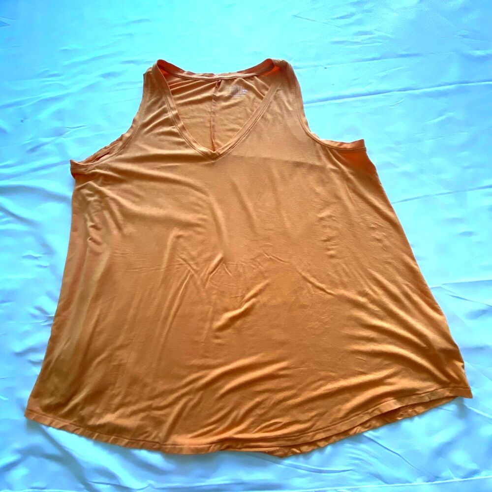Time And Tru Women XXL Orange Sleeveless V Neck Tank Top Plus Size 20
